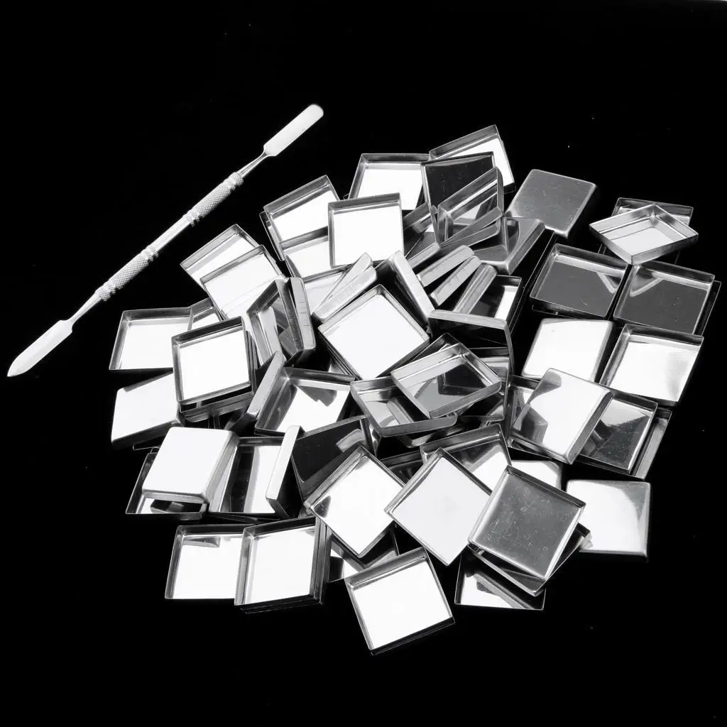 Palette Deep Square Empty Metal Pans with Stick Quantity of 100 (26mm Diameter)