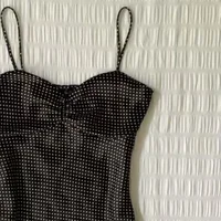 Camisole vintage à pois français pour femmes, été, plis, sans manches, Y2k, crop top, halter, hauts doux, mince, vêtements d'extérieur, débardeurs 3