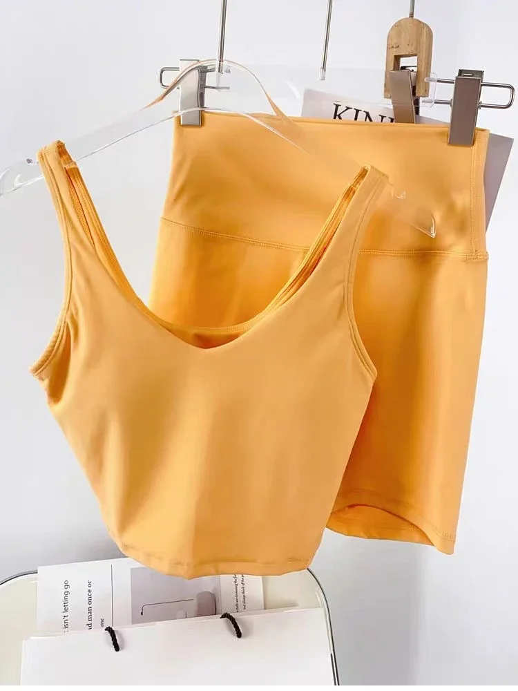 Lemon 2 Piece Sport Suit Sports Bra High Waist Skinny Shorts 6