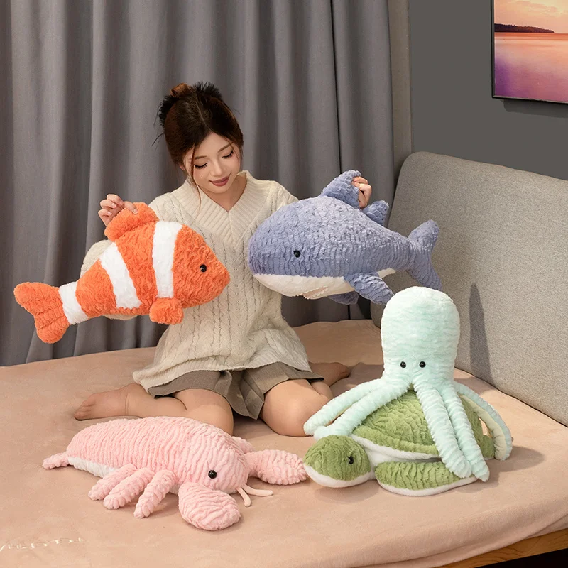 40/50cm Cartoon Soft Sea Animal Octopus Plush Doll Shark Turtle Lobster Clownfish Plush Toy Home Decoration Gift For Children