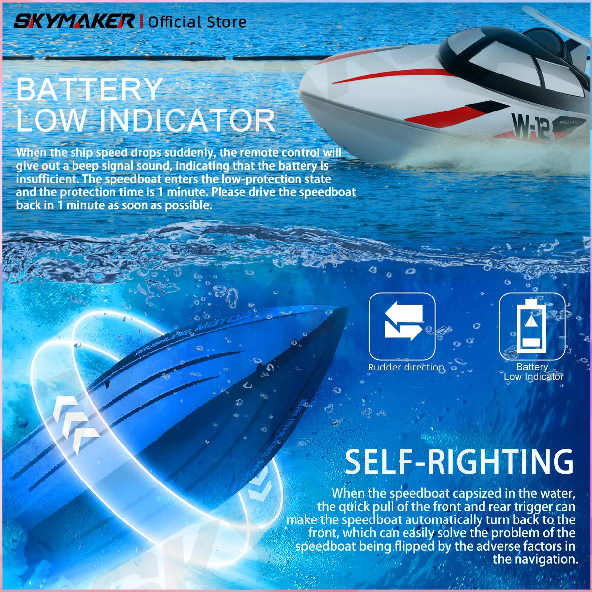 Pack complet du bateau rapide WL912 WL916 avec batterie 1500-2200mAh, chargeur et télécommande 2.4GHz