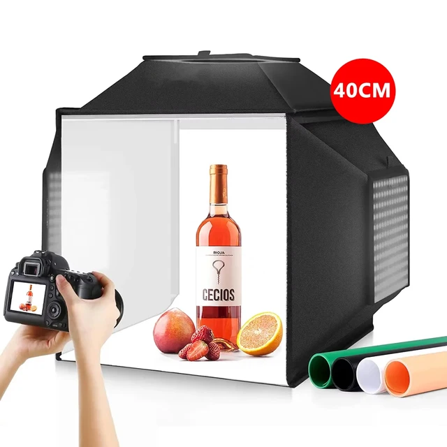 40CM/15.8'' Photo Studio Light Box & Softbox Kit For Photography With 4 Colors Backdrop,Photography Lightbox For Studio Shooting