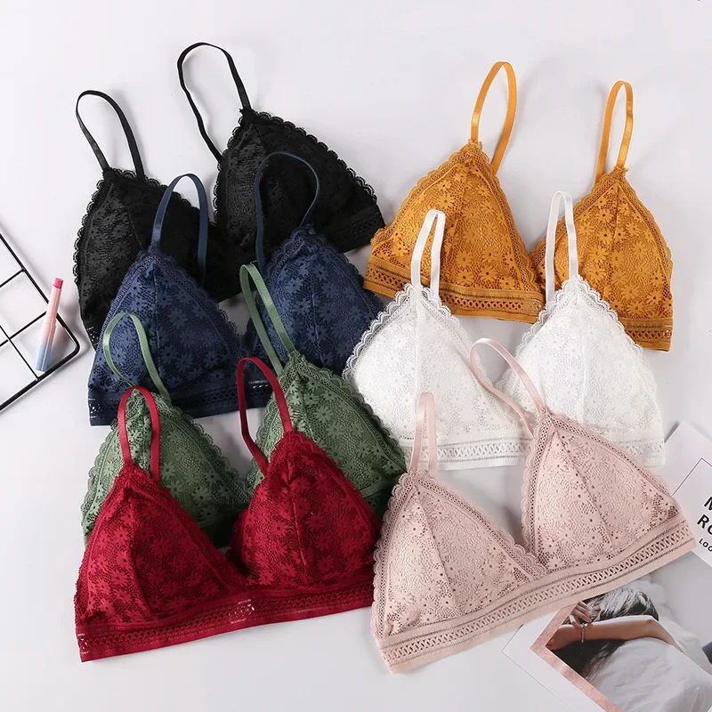 Women Artsy Flower Lace Wireless Bra