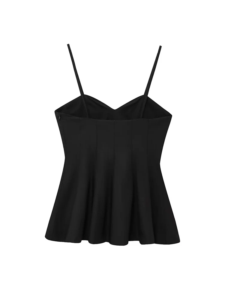 TFMLN Women Summer Sling Top Solid Sleeveless V Neck A- line Hem Sling Tops Vintage Simple Casual Style 2025 New Vest Tops