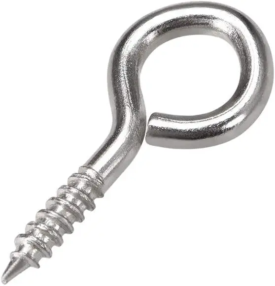 0.75 Small Screw Eye Hooks Self Tapping Screws Carbon Steel Screw-in  Hanger Eye-Shape Ring Hooks Sliver 50Pcs 