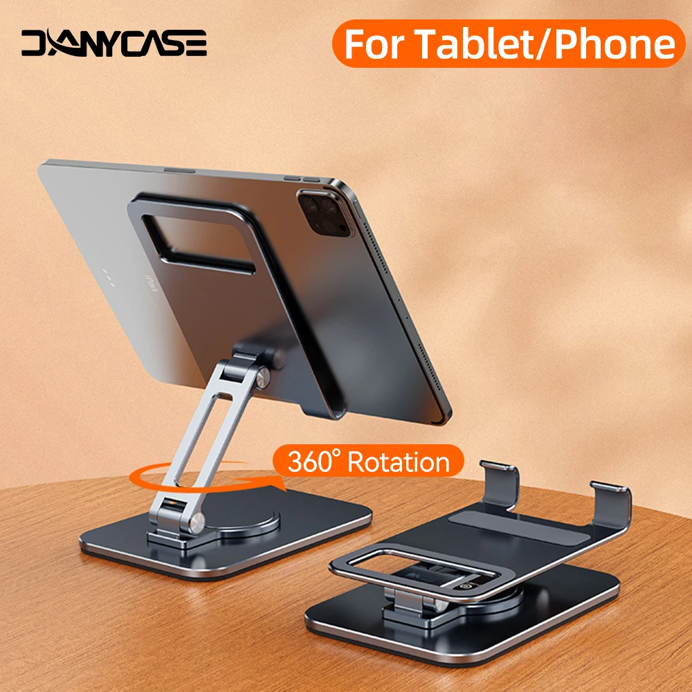 Suporte Dobrável Ajustável para Tablet Suporte de Rotação de 360 ° para Ipad Phone Samsung Xiaomi Lenovo Huawei Suporte