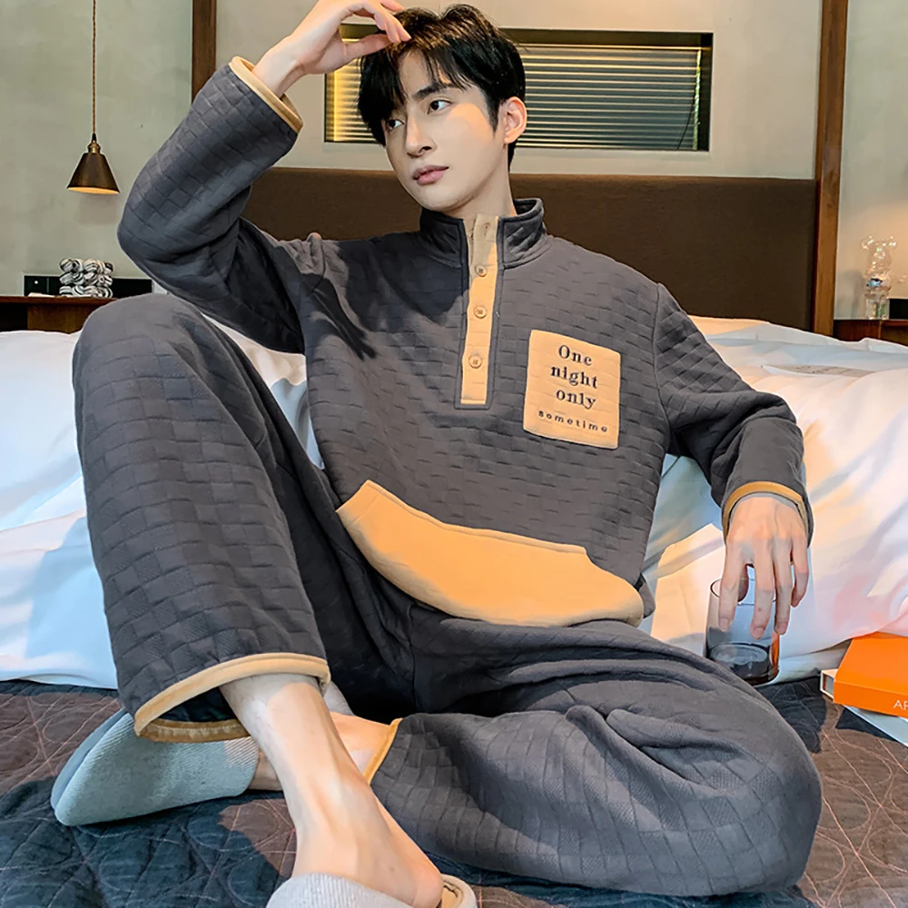 3-Layer Thicken 100% Cotton Warm Sleepwear for Winter Sleeping Pajamas Set Japan Style Hygroscopic Windproof Soft Pyjama Homme