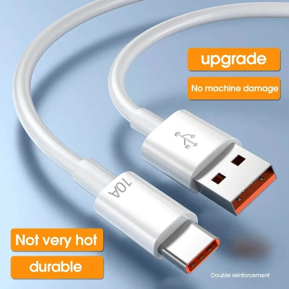 USB C cable 10A 120W USB Type C Super Fast Cable For Huawei 30 Xiaomi redmi Samsung Poco f5 Fast Charging USB C Charger Cable Data Cord