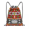 Custom Kizomba Samakaka Ankara Print Drawstring Bag Men Women Gym Sports Sackpack African Wax Design Shopping Storage Backpacks 1