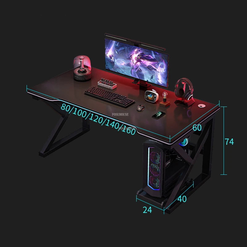 Creative Wrought Iron Computer Desks Modern Office Furniture Simple Single Gaming Table Home Bedroom Table and Chair Combination