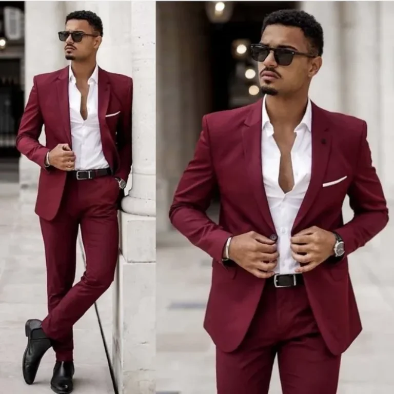 Costume Homme 2024 Fashion Men Wedding Suits Groom Tuxedos 2 Pieces (Jacket +Pants) Business Blazers Slim Fit Plus Size 4
