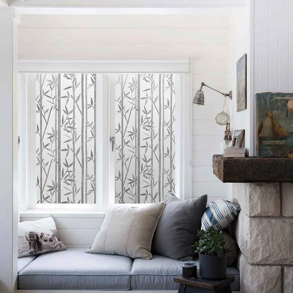 FANCY FIX translucent bamboo window film frosted privacy window film electrostatic adsorption stickers decoration
