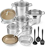 Professional Stainless Steel Induction Cookware Set, Stainless Steel Ceramic Nonstick Pan Set, Impact-bonded Technol 1