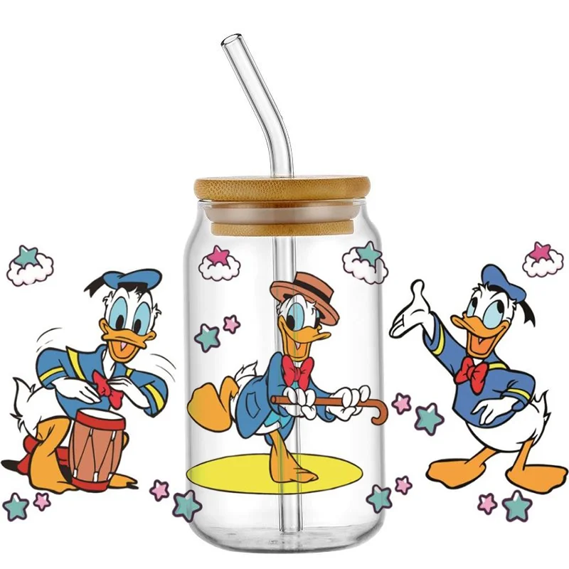 3D Waterproof UV DTF Cup Wrap Miniso Cartoon Mouse Mug DIY Transfer Sticker for 16oz Libbey Glasses