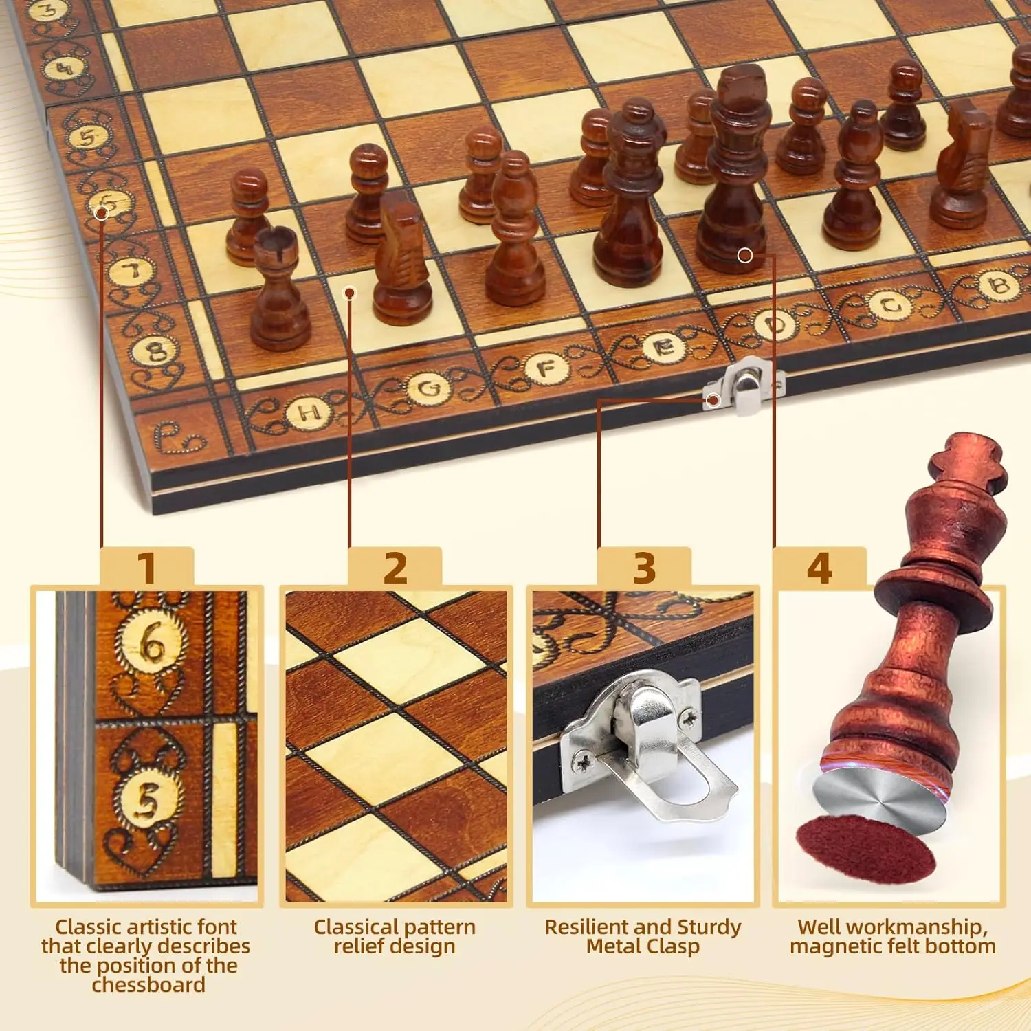 Chess Magnetic Backgammon Checkers Set 3-in-1 Foldable Board Game International Chess Folding Choard Draughts Entertainment magnetic chess set board game foldable chess board folding chess board chess pieces and board table games chess puzzle game chess pieces