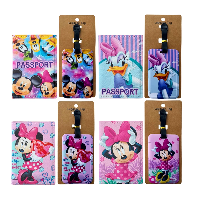 1Set Disney Minnie Passport Holder and Luggage Tags Travel