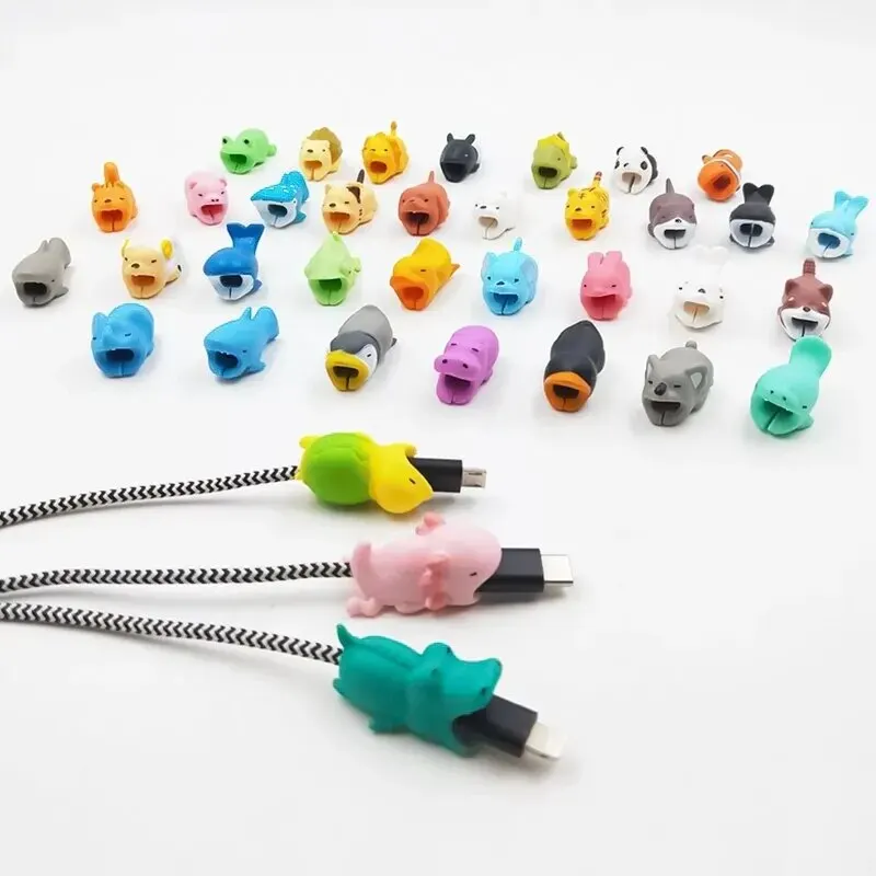 3pcs Cartoon Cute Animal Bite Bite Data Cable Protector Data Cable To Prevent Breakage Protector 2