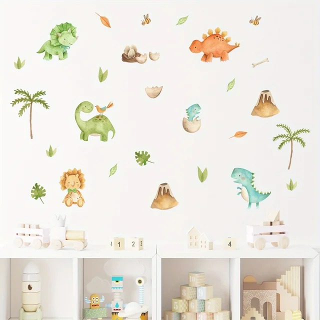 1PC dessin animé mignon dinosaure Lion cocotier dinosaure époque Stickers muraux pour chambre d'enfants salon pépinière décoration stickers muraux 3