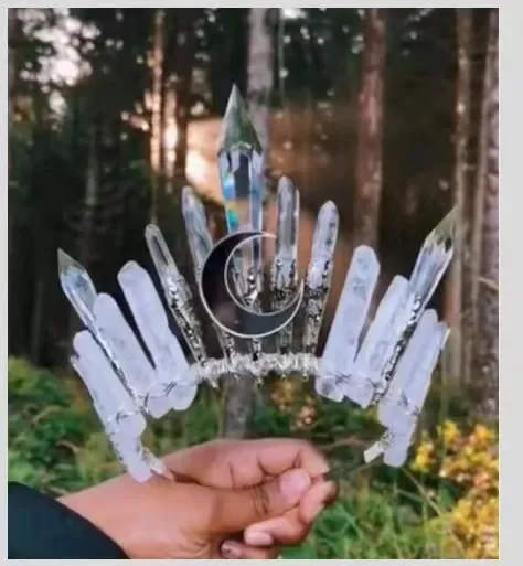 Natural White Gemstone Pure Crystal Ladies Hill Moon Crown Bridal Hair Accessories Headband