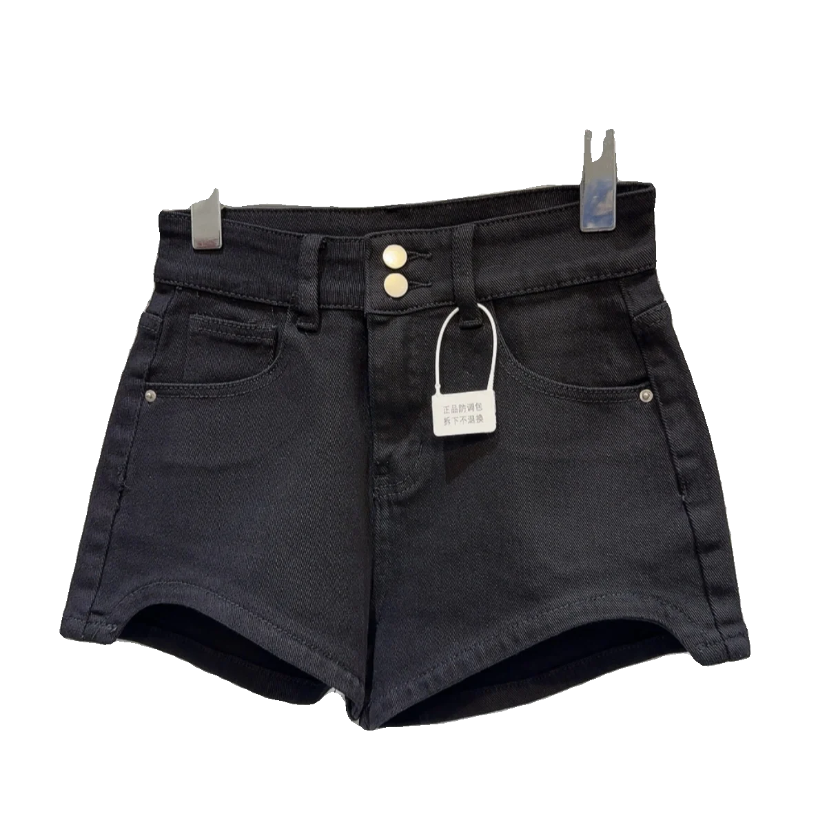 American Retro White Denim Hot Pants 2024 Spring and Summer New Hot Girl Arc Edge Leg Design Denim Three Points Short Jeans