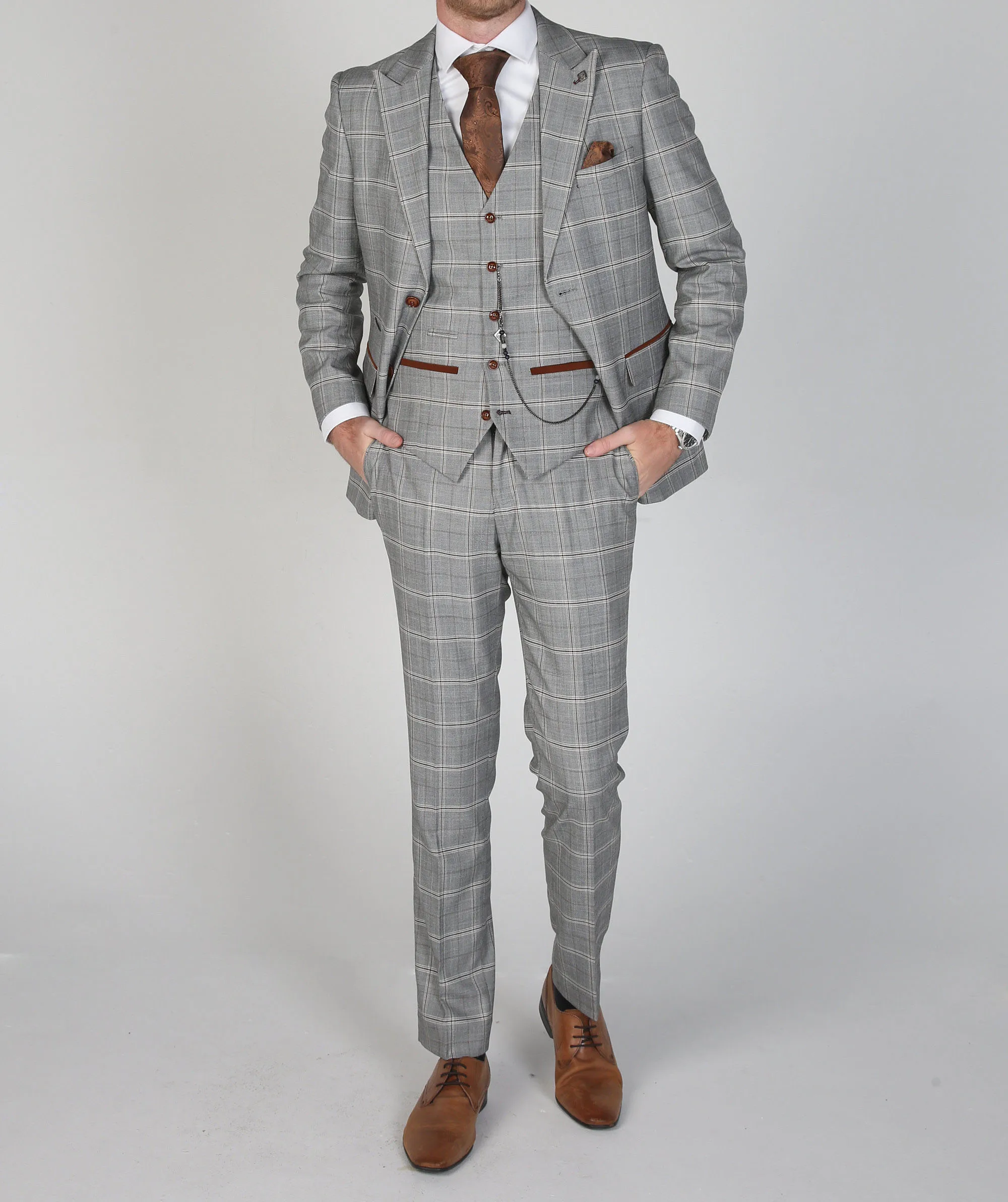 New Men's Suit 3 Pieces Blazer Pants Buckle Work Wool Wear Checkered Wedding Prom Costume Size Color Made