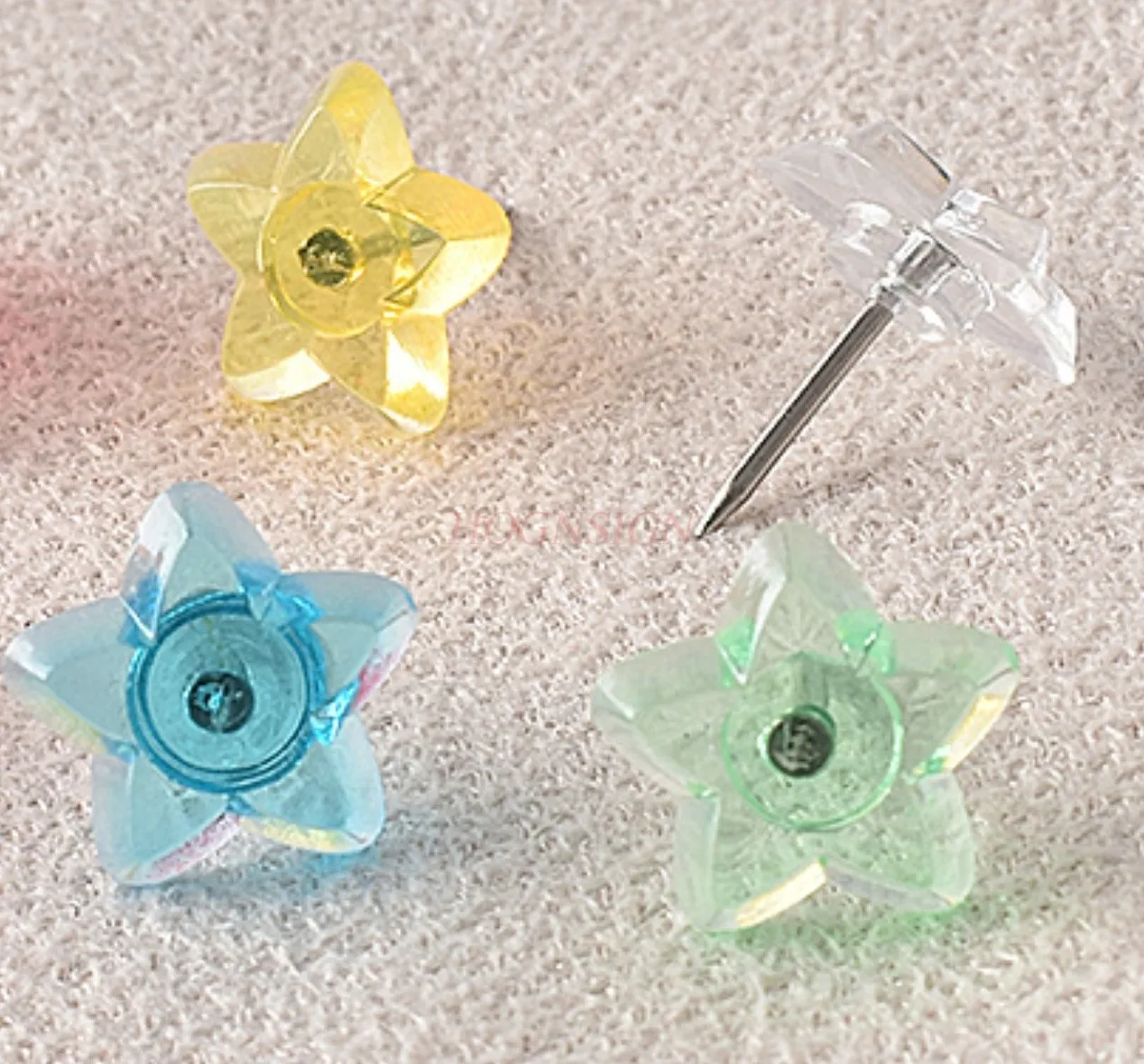 100pcs 투명 스타 혼합 색상 푸시 핀 유치원 장식 버튼 코르크 네일 사진 벽 아트 네일 I 자형 네일