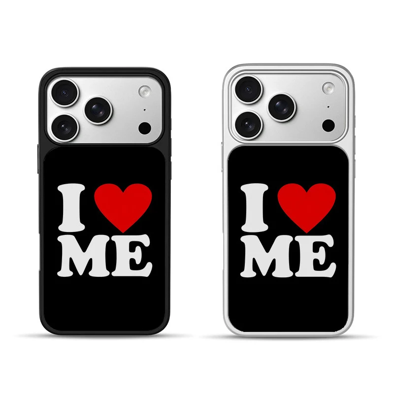 Korean I LOVE ME Red Love Heart Electroplated Phone Case Back Cover
