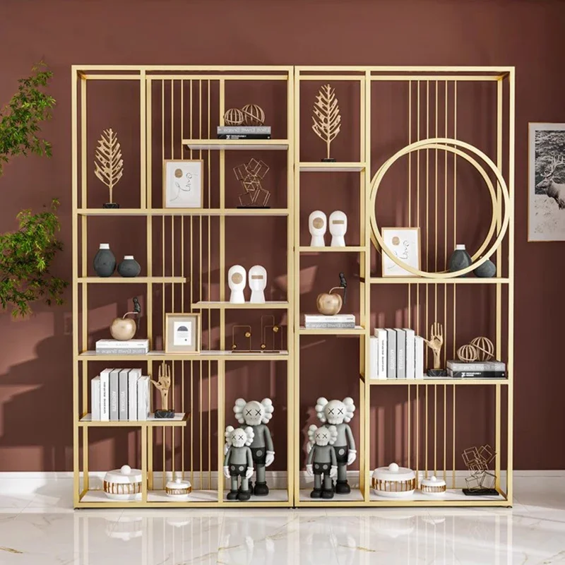 

Minimalist Garden Bookcases Metal Display Cabinet Modern Corner Display Bookshelf Library Gold Estanteria Habitacion Furniture