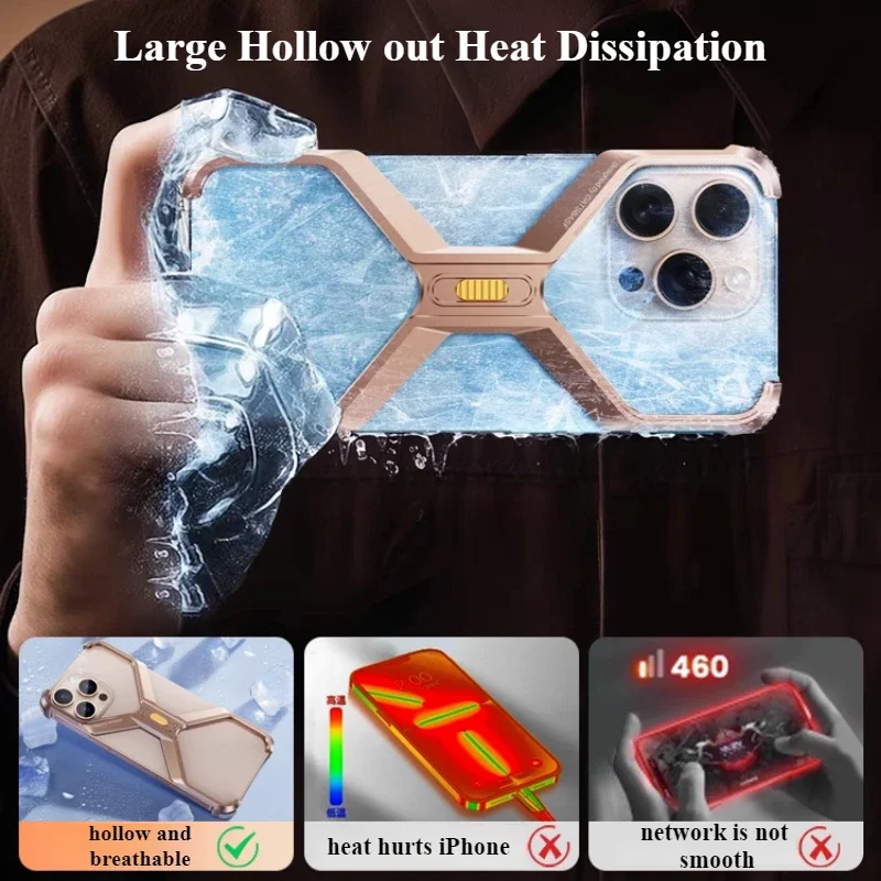 Eary X Metal Case for iPhone 16 Pro Max Phone Case Aluminum Frameless Bumper Grade Shockproof Protector Cover for iPhone 16 Pro