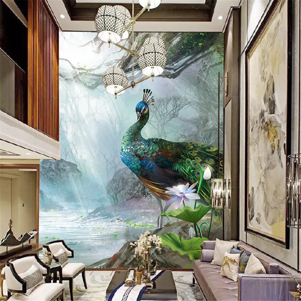 Pavão Papel de parede 3D para sala, quarto, TV fundo, papel de parede,  decoração do sofá, atmosfera - AliExpress, image size:1000x1000
