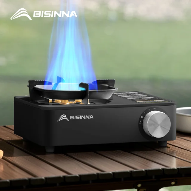 BISINNA Fornello a gas da campeggio Bruciatore a cassetta portatile da esterno ad alta potenza da 5800 W per picnic, escursionismo, trekking 1
