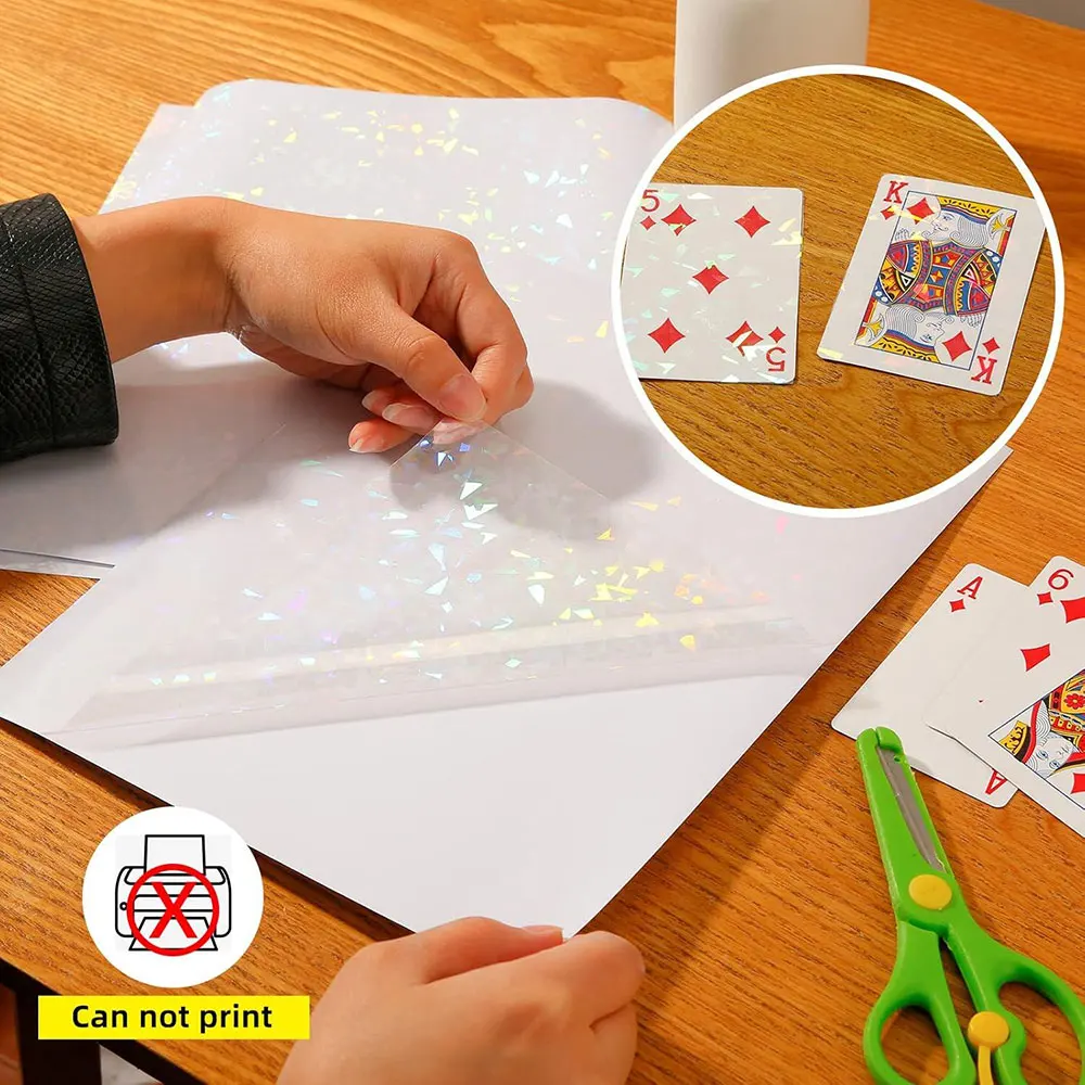 10 Sheets A4 Clear Cold Lamination Film Transparent Overlay Adhesive Holographic Paper Sticker A4 Waterproof Laminating Sheets - 4