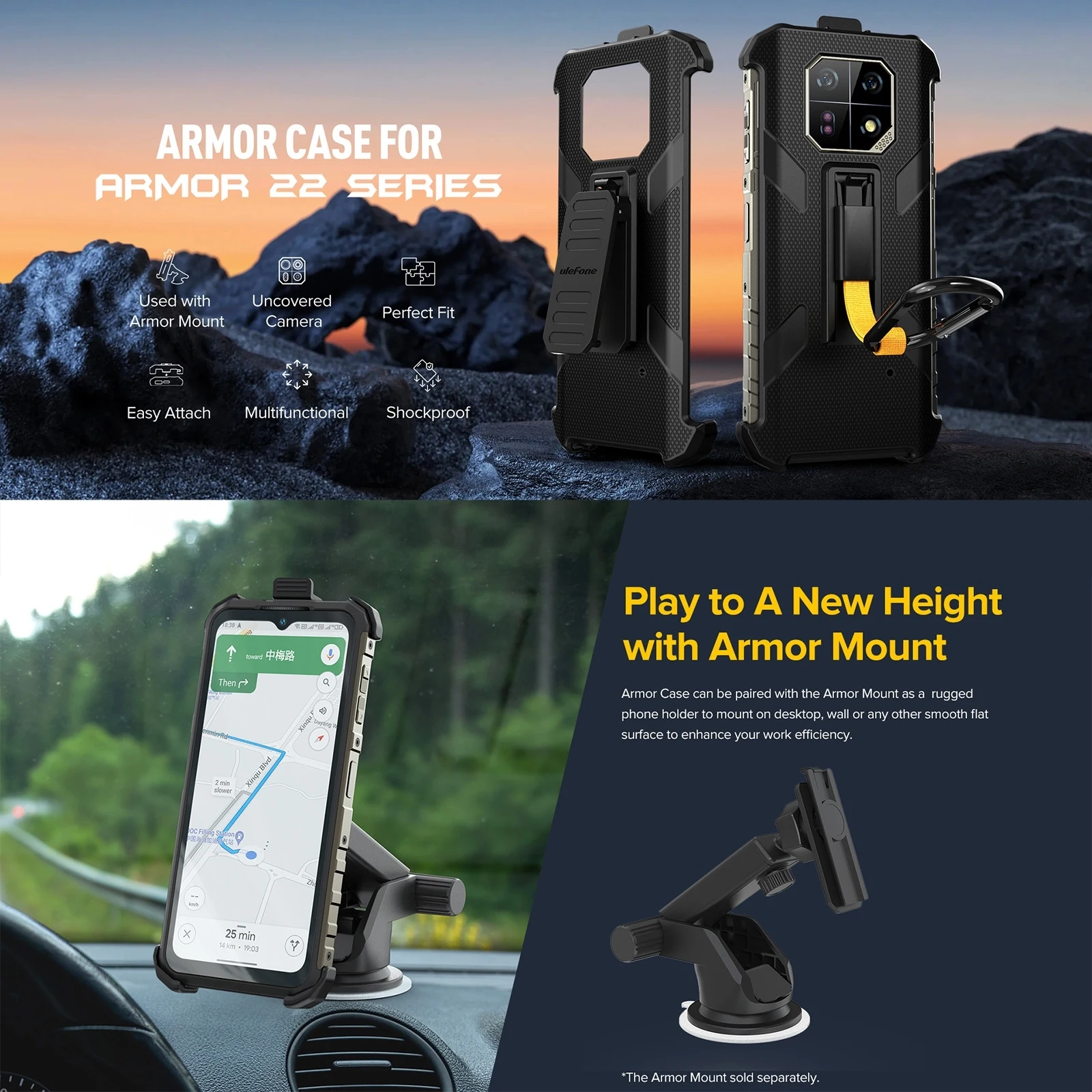 Ulefone Armor 22 Phone Case Ulefone Back Clip Phone Case with Carabiner For Ulefone Armor 22