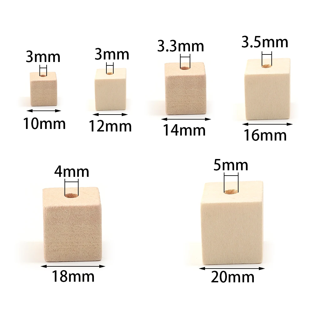 30pcs 천연 단단한 나무 구슬 DIY 공예에 대 한 미완성 사각형 모양 나무 구슬 수제 장식 장난감 아트 페인트 액세서리