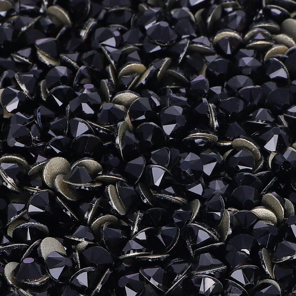 블랙 SS10-SS40 고품질 AAAAA 2088 8 빅 8 작은 라인 석 크리스탈 골드 플랫 백 반짝이 스톤 네일 아트 액세서리