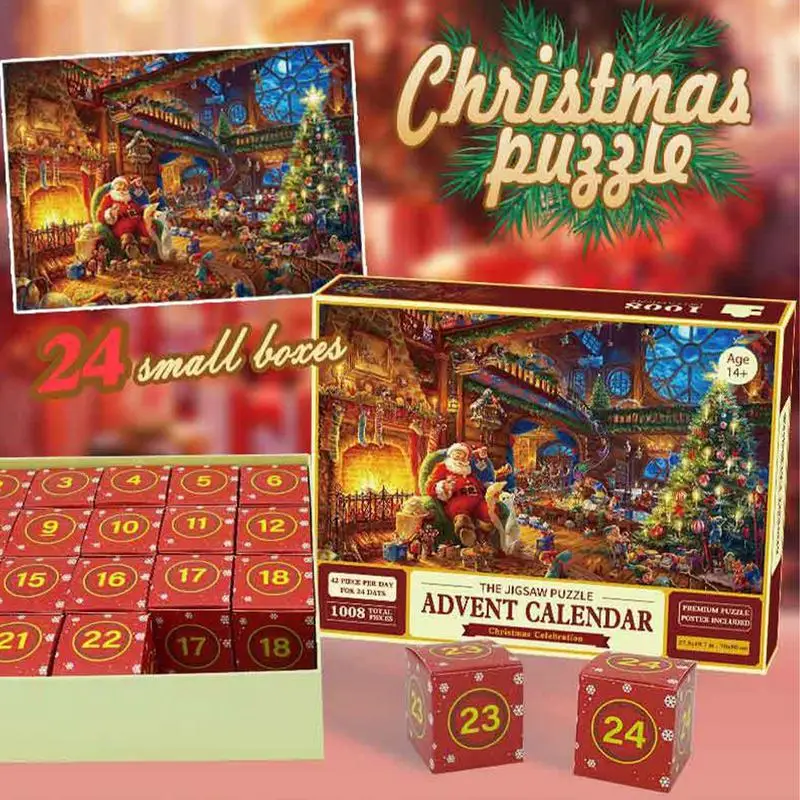 

1008PCS Puzzle Advent Calendar 2023 Christmas Adventure Jigsaw Puzzle Advent Calendar 24 days Calendar Christmas Puzzle For Kids