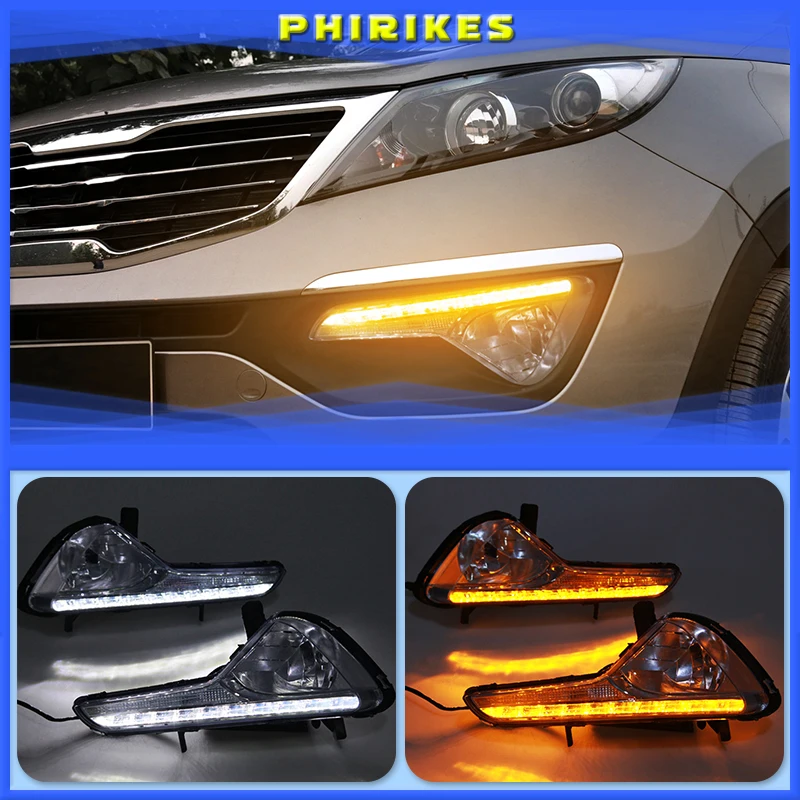 

Дневные ходовые огни 2 шт. для Kia Sportage 2010 2011 2012 2013 2014 SPORTAGE R светодиодный ные дневные ходовые огни, противотуманные фары