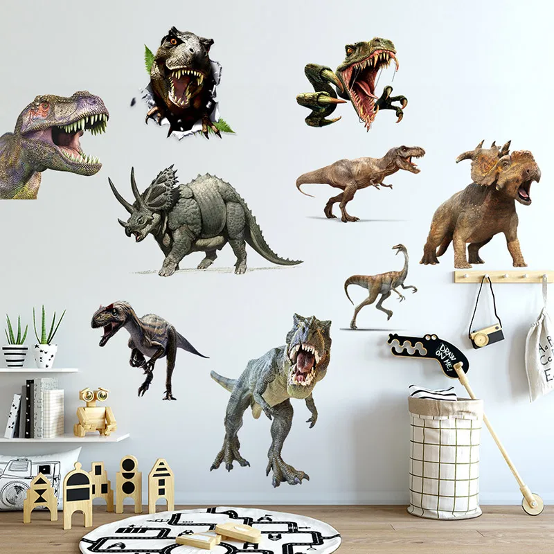 Autocollants muraux de dinosaure pour chambre d'enfant, stickers muraux en  vinyle, décor de chambre de garçon, Z864 - AliExpress