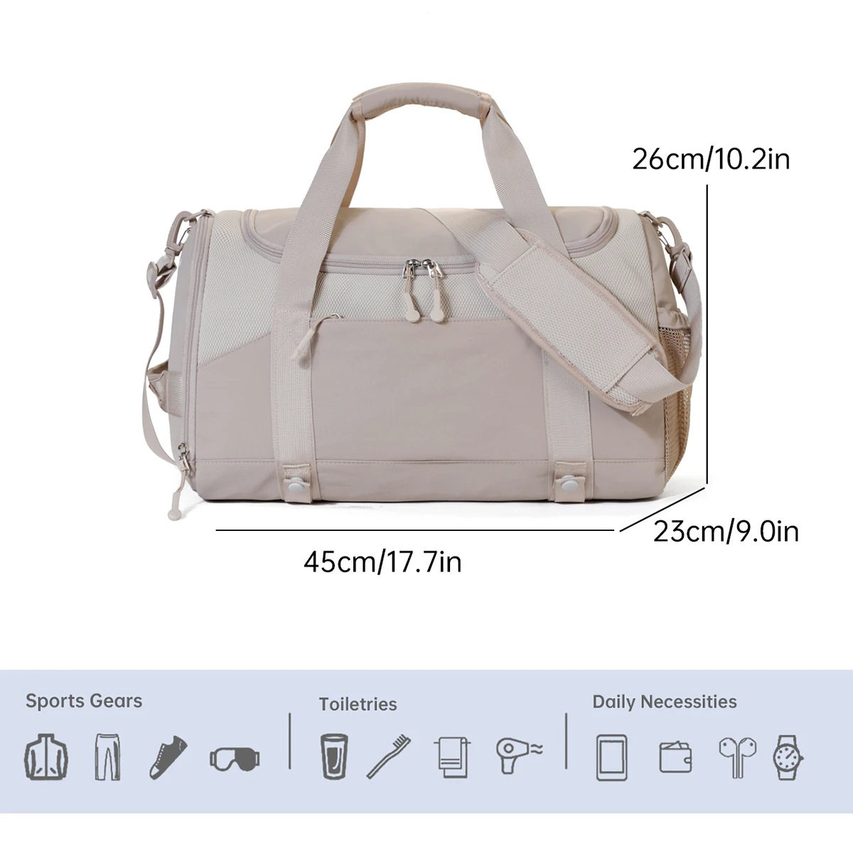 Large-Capacity Travel Bag, Lightweight Short-Distance Carry-On Travel Luggage Bag, Independent Shoe Bag, Can Be Used as a Yoga Bag for Fitness