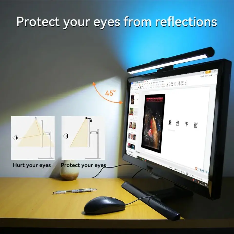 Led Computer Monitor Light Bar Desk Lighting Screen USB RGB Light Bar Monitor Lamp For Study Reading Table Stepless Dimming Lamp 6