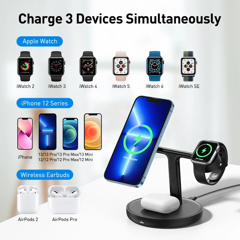 UGREEN MFi for Magsafe 25W Wireless Charger Stand 15W 3-in-1 Charging  Station For iPhone 15 14 Pro Max For Apple Watch AirPods - AliExpress