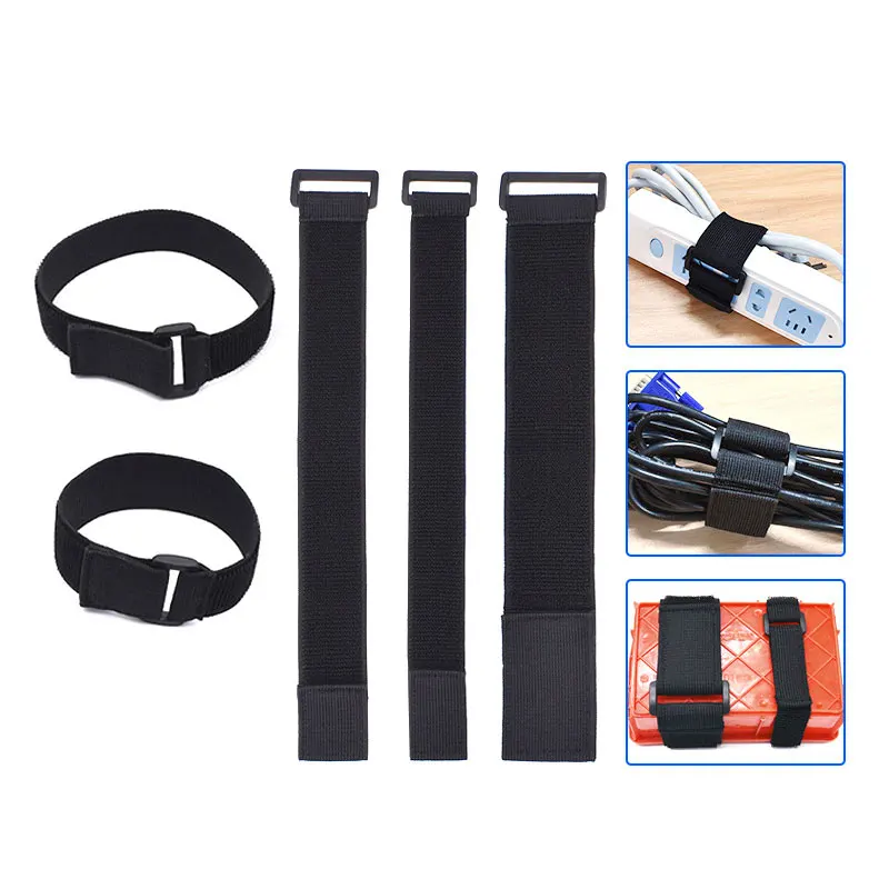 Elastic Hook and Loop Cable Tie 5Pcs Reverse Buckle Stretch Fastener Cable Straps Nylon Extension Strap Cord Wrap Organizer