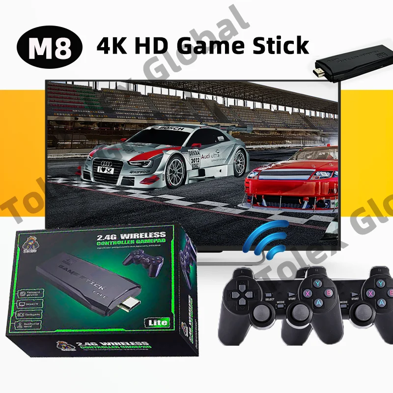 Tolex M8 Retro Videogioco Console Simulatore Game Stick 4K 10000 Uscita Ultra Hd Ps Dendy 2.4G Doppio Controller Wireless Gamepad