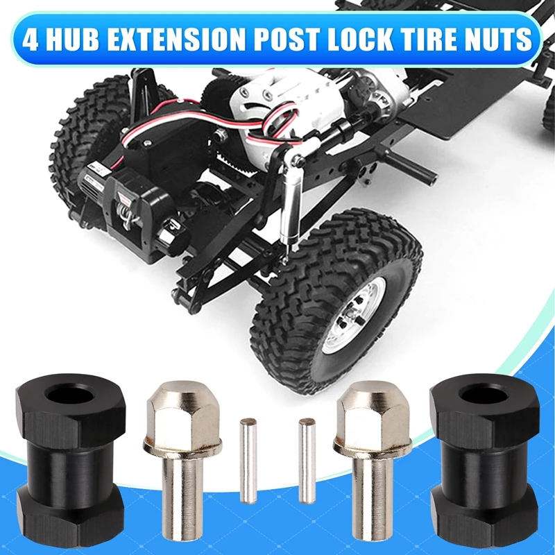 4Pcs Aluminum 12Mm Hex Wheel Hub Drive Adaptor Extension Combiner Coupler For 1/10 RC Car Crawler SCX10 D90