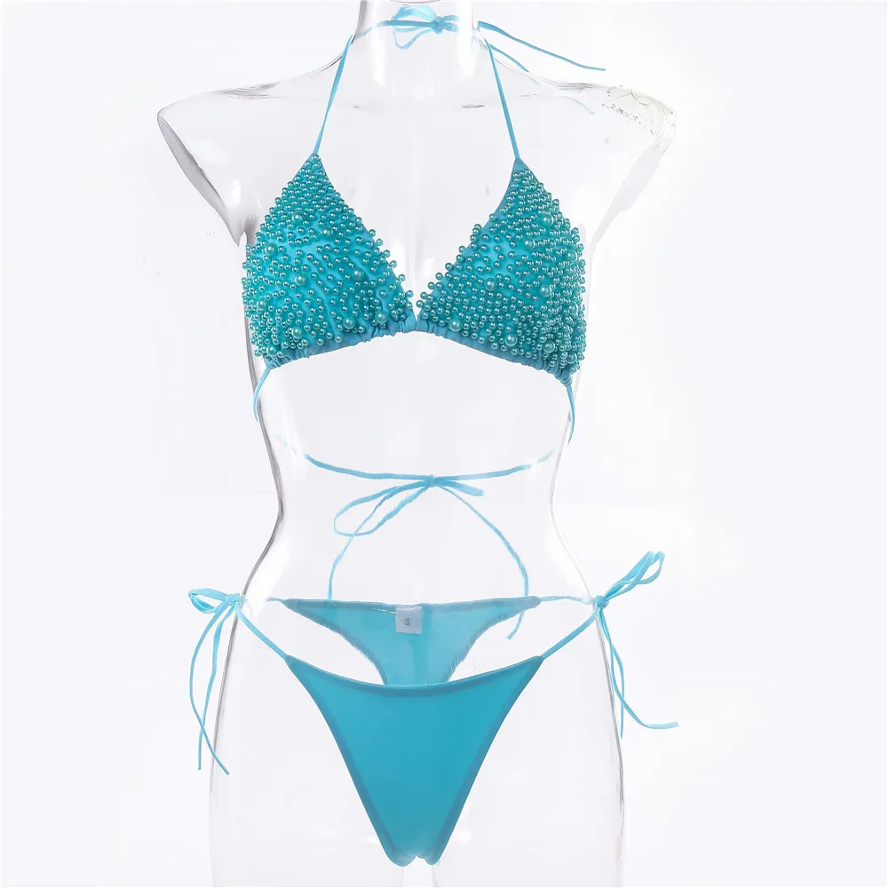 Luxus Sexy Bikini Faux Perle Badeanzug Brasilianische Bademode Frauen Bikinis Set Einstellbare Bademode Weiblichen Halter Badeanzug – Detail 9