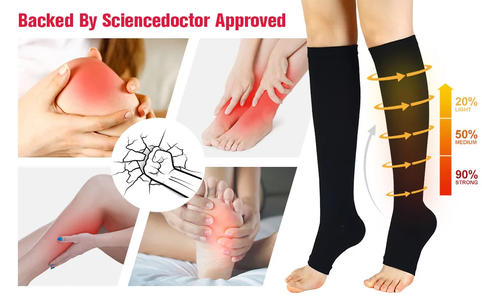 Medical Calf Compression Stockings Varicose Veins Shaping Graduated Pressure Stockings Elastic Open Toe Knee High Stockings 2024 12