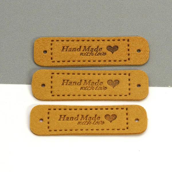 Lot de 30/60 étiquettes en cuir faites à la main pour machine à Lot de 30/60 étiquettes en cuir faites à la main pour machine à
