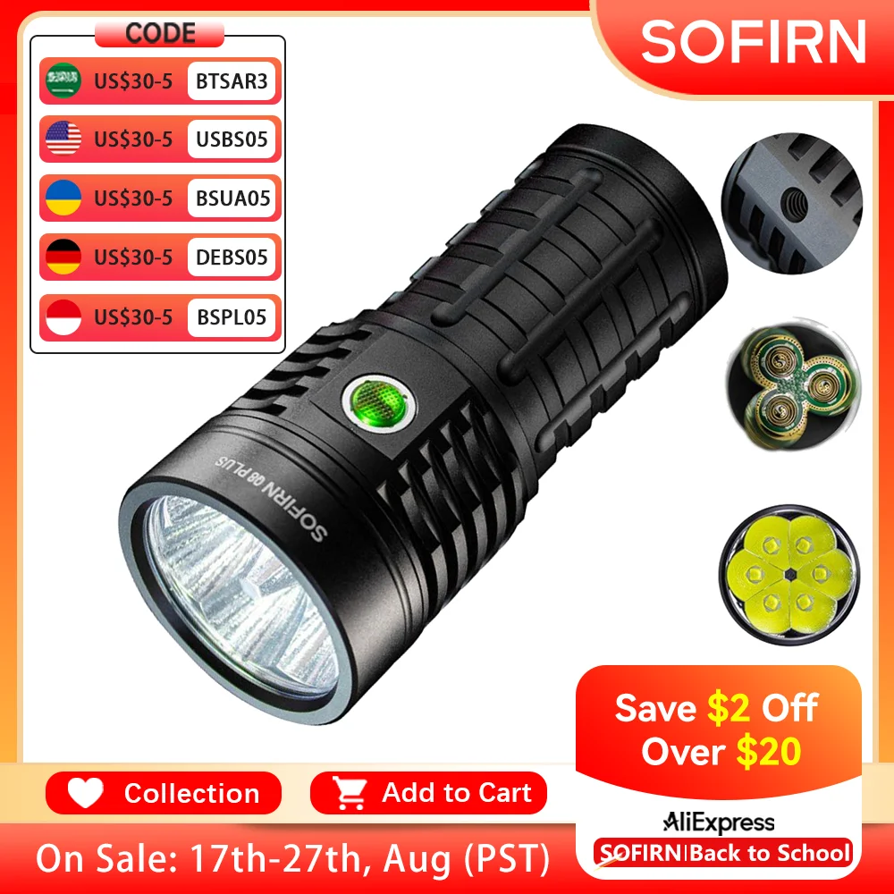 Sofirn Super Powerful Q8 Plus LED Flashlight 16000lm USB C
