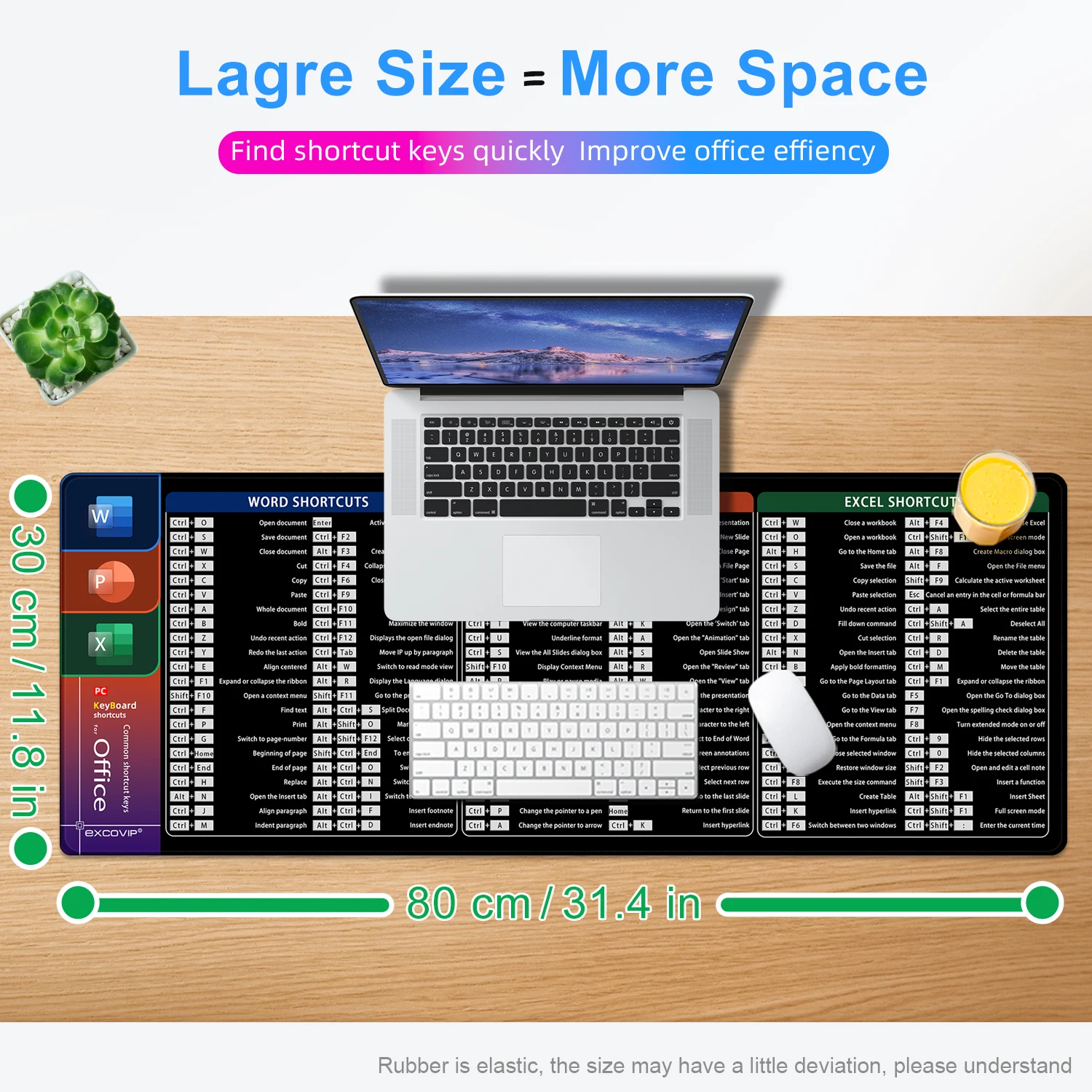 teclado grande Mousepad para Excel Word Powerpoint,