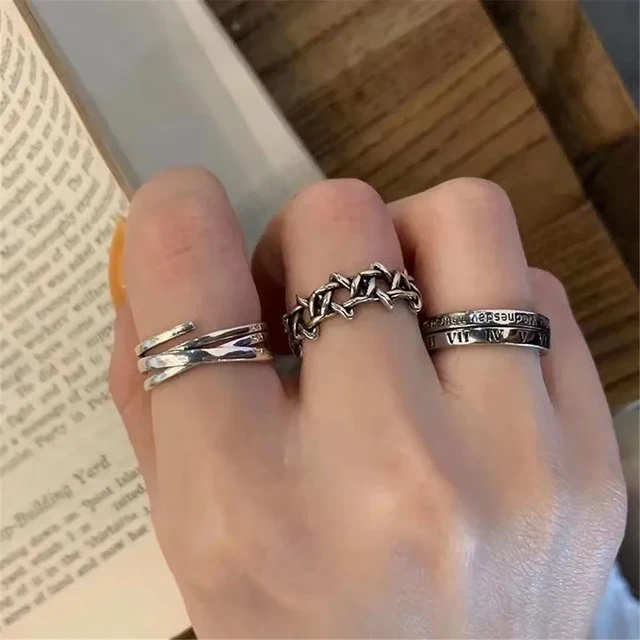 Amazon.com: Musihy Engagement Rings for Women, Sterling Silver Ring Dainty  Silver Black Women's Promise Rings Stars and Moon Adjustable Rings in Bulk  Fashion : Clothing, Shoes & Jewelry